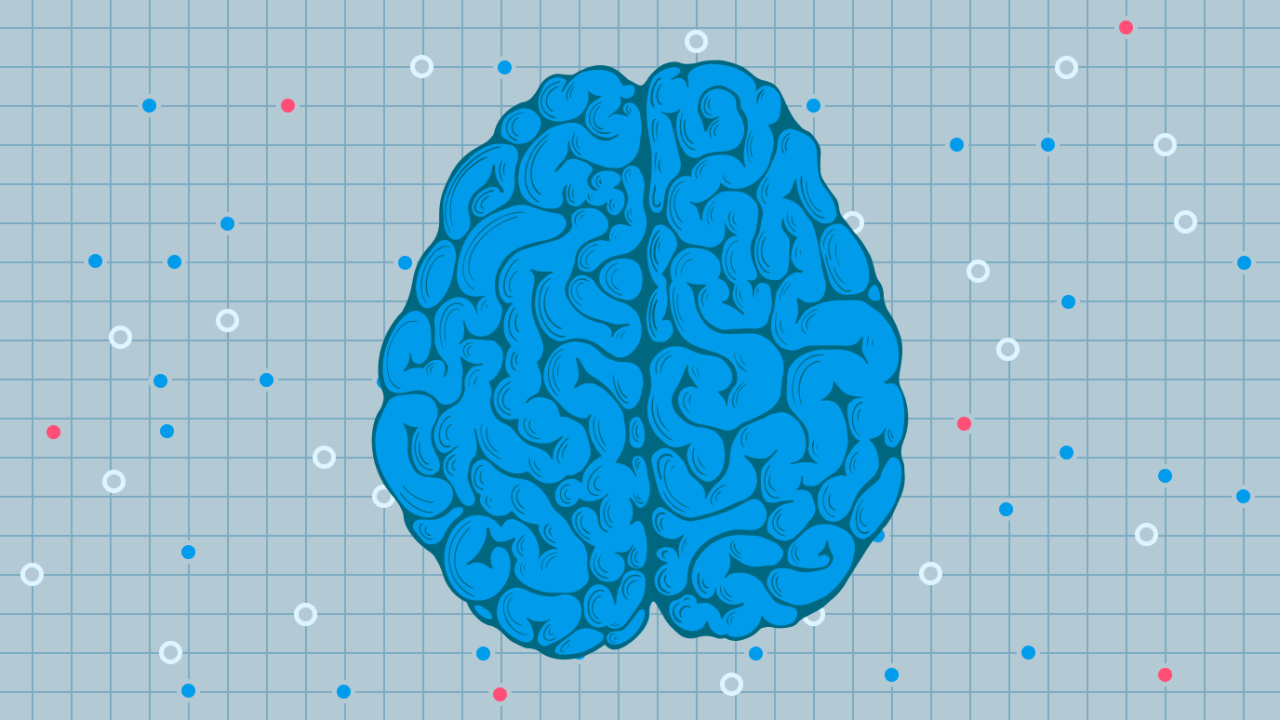 illustrated brain on a digital board